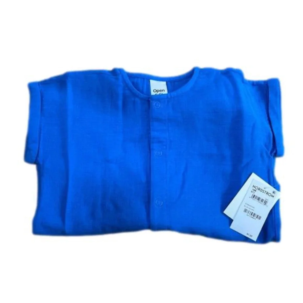 𝅺Dolman Sleeve Organic Cotton Romper, blue, size 18 months
